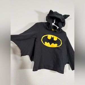 Batman Hoodie Shirt Bat Wings on Sleeve Bat Ear on Hood Black Yellow Toddler 3T